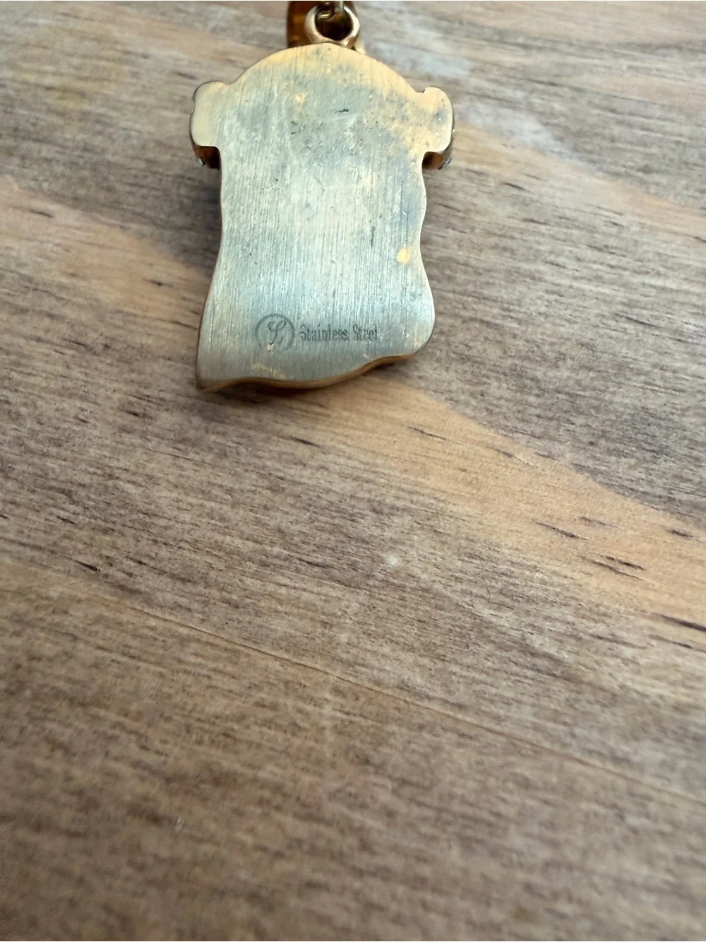 Gold-tone Jesus Head Pendant with Clear Rhinestones